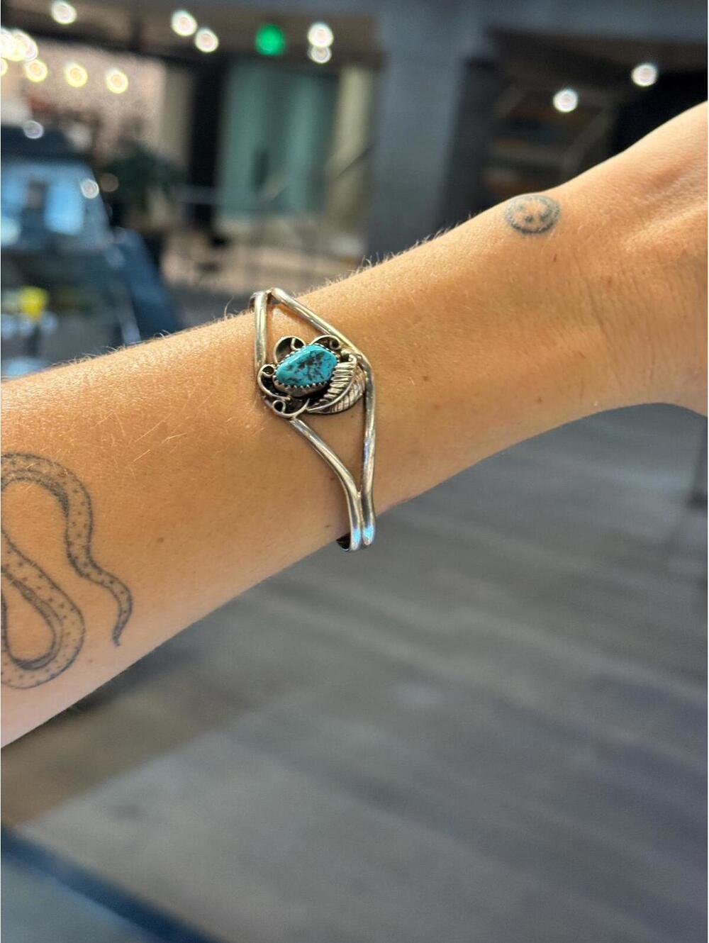 Vintage Sterling Silver Turquoise Cuff Bracelet Navajo Turquoise Southwestern